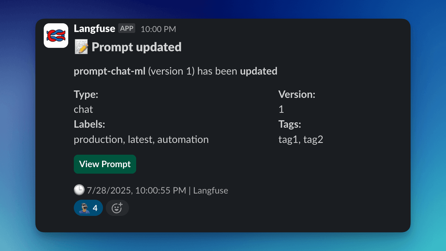 Slack Integration for Prompt Webhooks